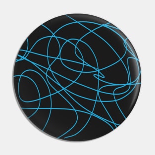 Expressive Blue Line Art on Black Pin