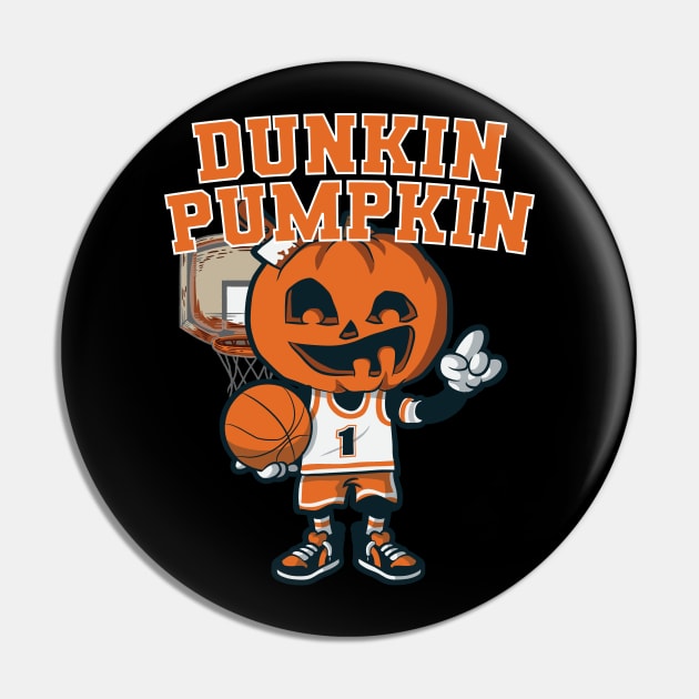 Dunkin Pumpkin Halloween Costume Funny Pumpkin Basketball Pin by pipsmerch