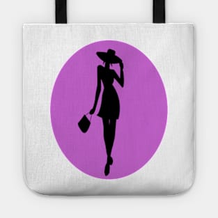 Fashionable woman in a hat Tote