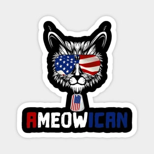 Ameowica Proud Patriot Cat Lover Us Flag American Premium Magnet