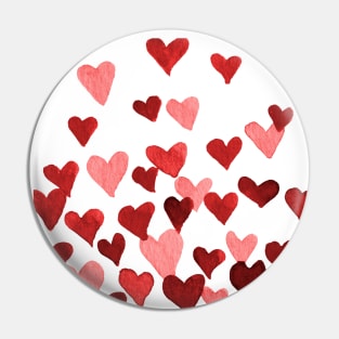 Valentine’s Day Watercolor Hearts – red Pin