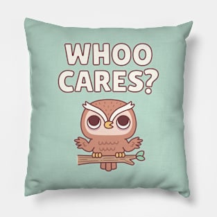 Cute Owl Shrugs Whoo Cares Funny Pun Pillow