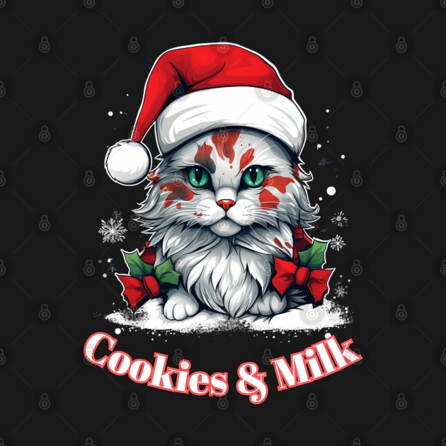 Cookies & Milk - Christmas Cat - Winter Holiday by MaystarUniverse