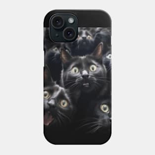 Funny : Black Cats Faces Phone Case