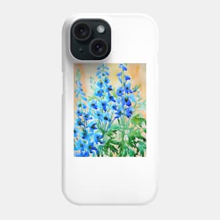 Delphinium Flowers Watercolor Painting Phone Case