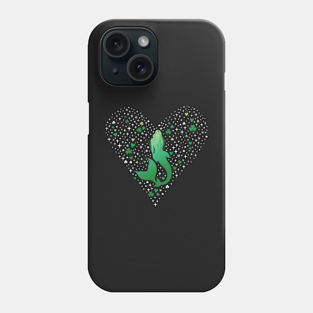 St. Patrick's Day Irish Mermaid Heart with Shamrocks Phone Case by glintintheeye