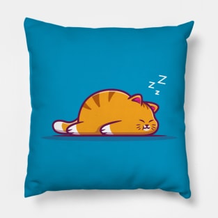 Cute Fat Cat Sleeping Cartoon Illustration Pillow