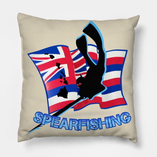 Spearfishing Hawaii Pillow by Coreoceanart