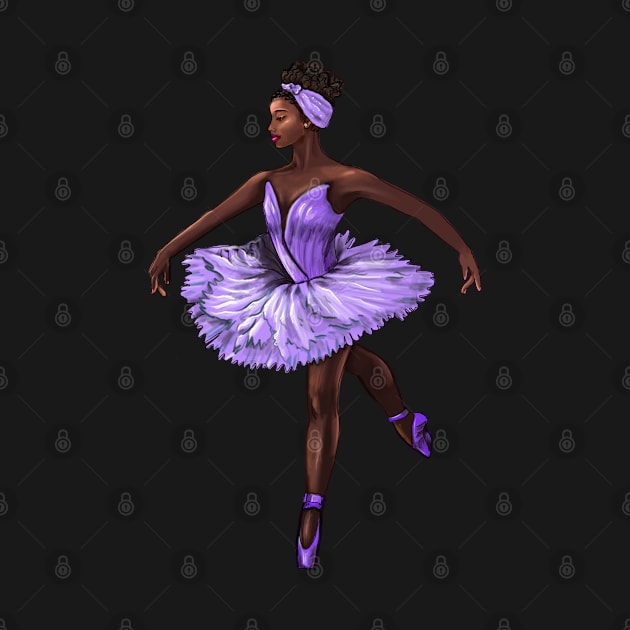 Ballet African American ballerina in purple tutu black woman with afro hair dancer dancing dance by Artonmytee