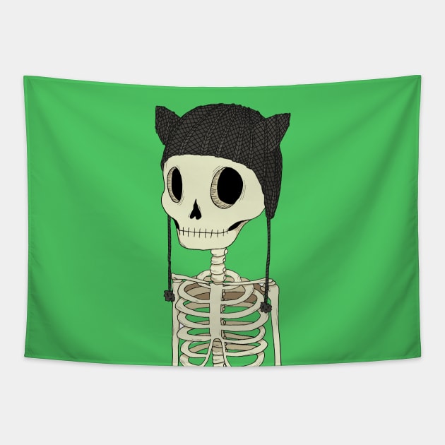 Skeleton Kitty Tapestry by agrapedesign