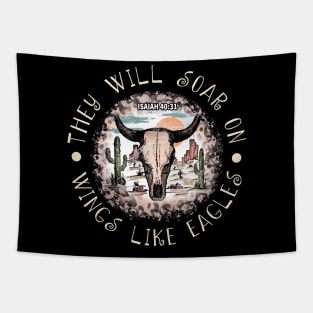 They Will Soar On Wings Like Eagles Cactus Bull Desert Tapestry