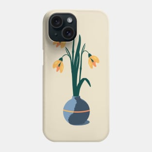 Minimalist Abstract Nature Art #51 Snowdrop Flower Indoor Plant in Retro Style Phone Case