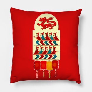 Chinese, paper lanterns and dragons Pillow