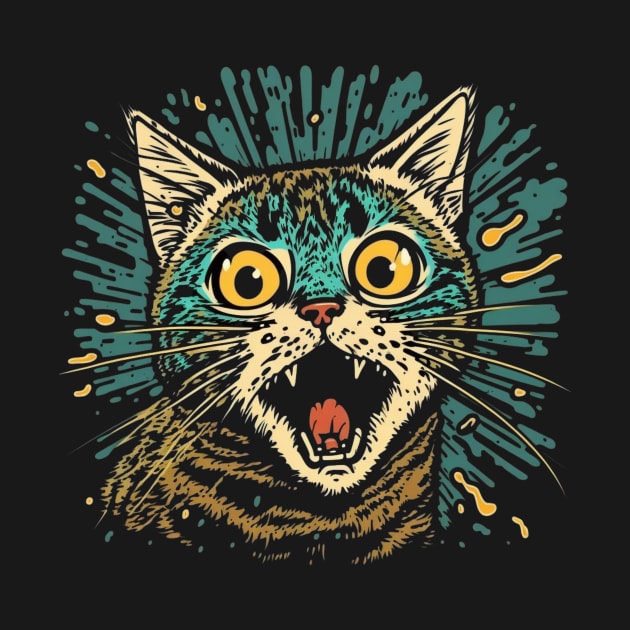 Funny Scared Cat Face, Cat Lover, Scaredy Cat by dukito