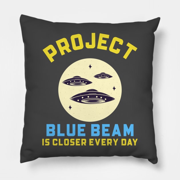 Project Blue Beam UFO Conspiracy Pillow by Tip Top Tee's