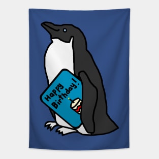 Cute Penguin with Birthday Greetings Tapestry