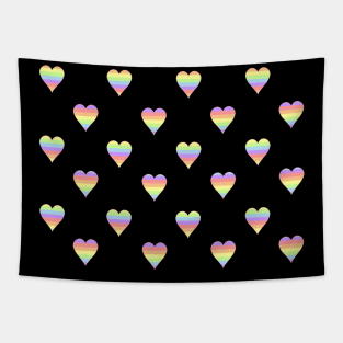 Mini Pastel Rainbow Horizontal Striped Hearts Tapestry