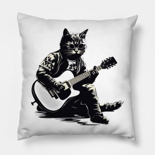 Cat playing guitar Pillow