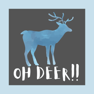 Let it Snow and Oh Deer print winter gray and  blue T-Shirt