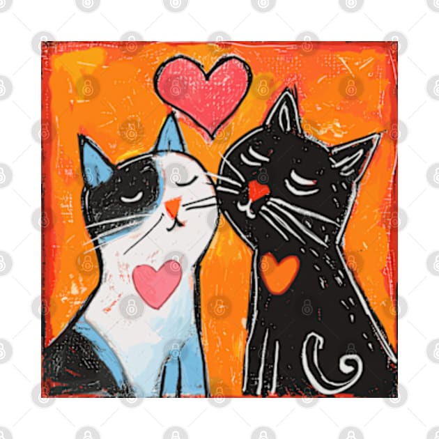 Cat Love 2024 Valentines Day Drawing by peculiarbutcute