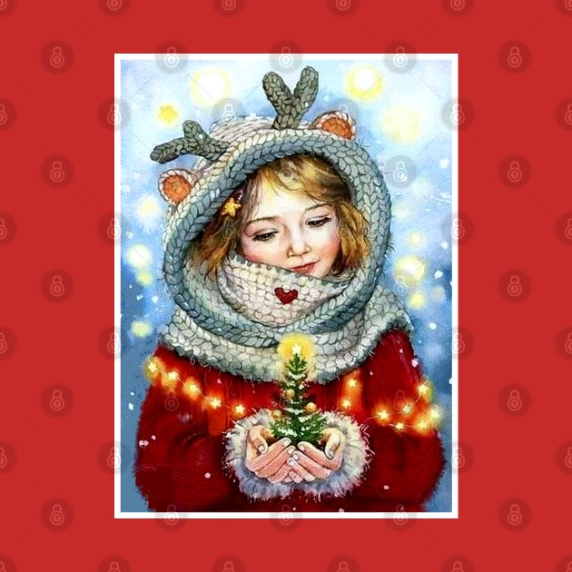 Christmas Tree Magical Young Girl Print by posterbobs