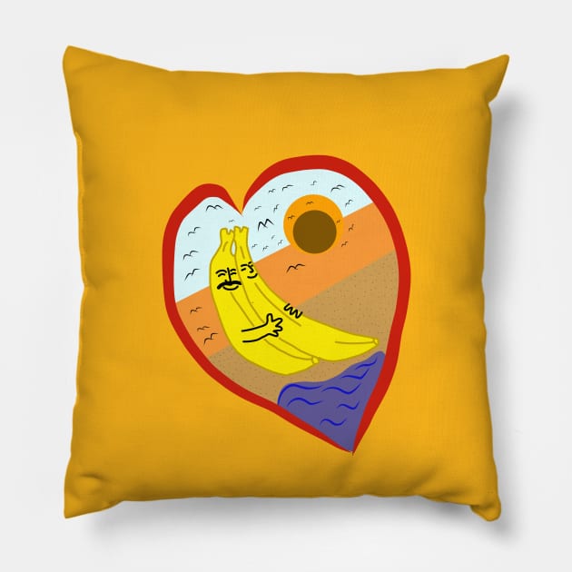 Banana love Pillow by Sshirart