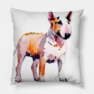 Miniature Bull Terrier Watercolor - Dog Lovers Pillow