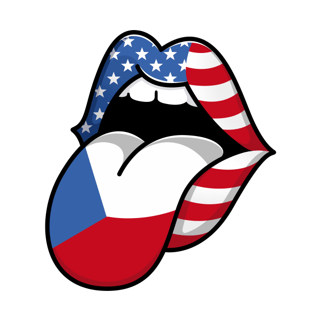 Tongue Czech Pride Flag of Czech Half American Half Czech by RW