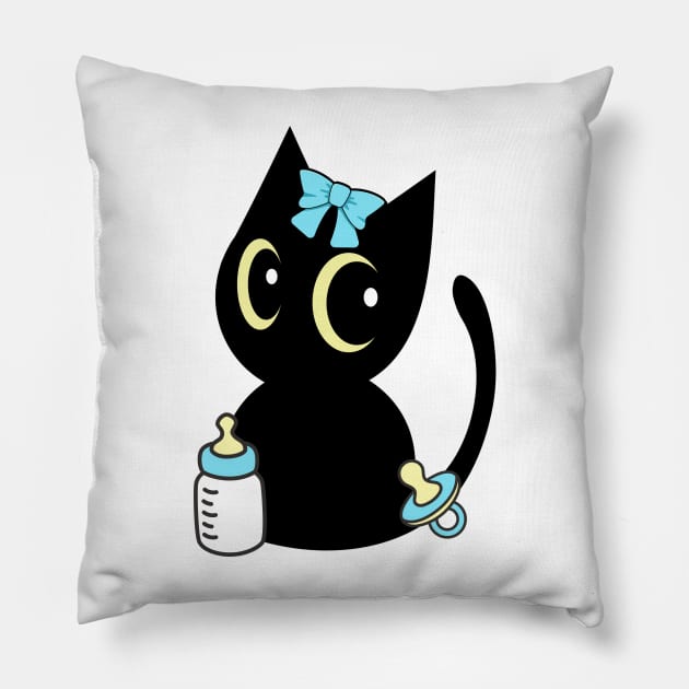 Cute black cat is a baby Pillow by Pet Station