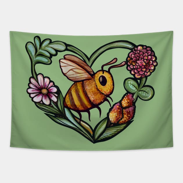 Flower Bee Tapestry by bubbsnugg