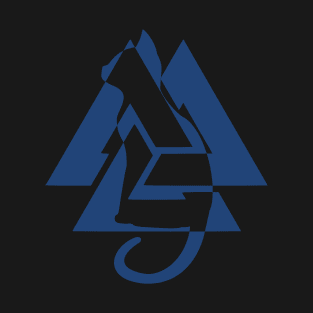 Blue Valknut Cat Silhouette | Norse symbos | Knot T-Shirt