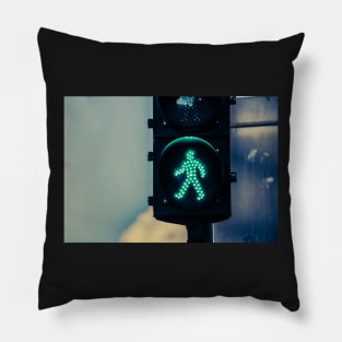 Traffic light with pedestrian green symbol Pillow