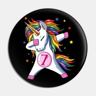 Dabbing Unicorn 7th Birthday Pin