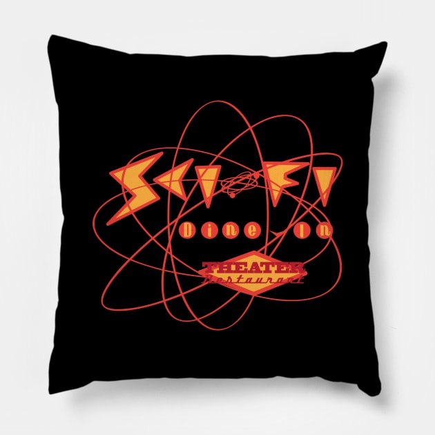 Sci FI Dine In Theater Restaurant Pillow by Lunamis