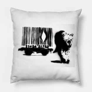 Banksy Leopard Barcode Pillow