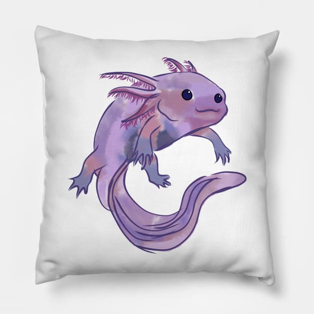 Watercolor Axolotl Pillow by aecdesign