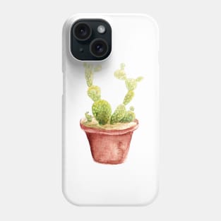 Opuntia cactus. watercolor Phone Case