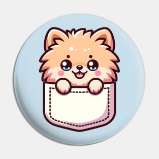 Kawaii Pomeranian Puppy in Pocket Cute Peeking Dog Lover Pin