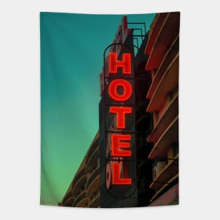 Neo Neon Sign Hotel ( Cyberpunk Cinematic Edit ) Tapestry