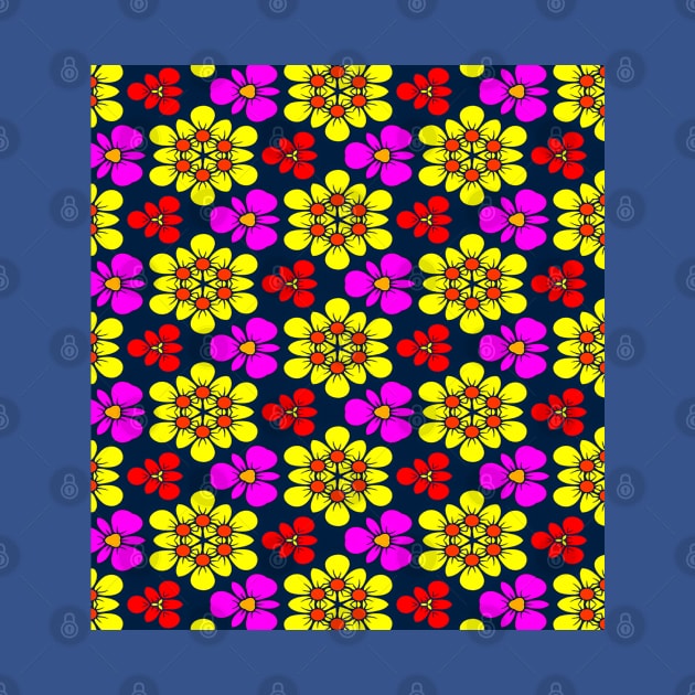 Yellow and Pink Flower Pattern by PatternFlower