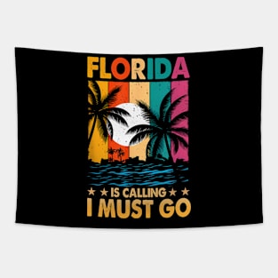 Florida Is Calling I Must Go Palm Trees Beach Tapestry