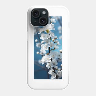 Soft white flowers against turquoise sky sets a peaceful and romantic mood Phone Case