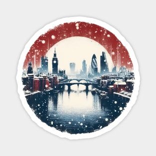 Winter London Travel Vintage Logo Magnet