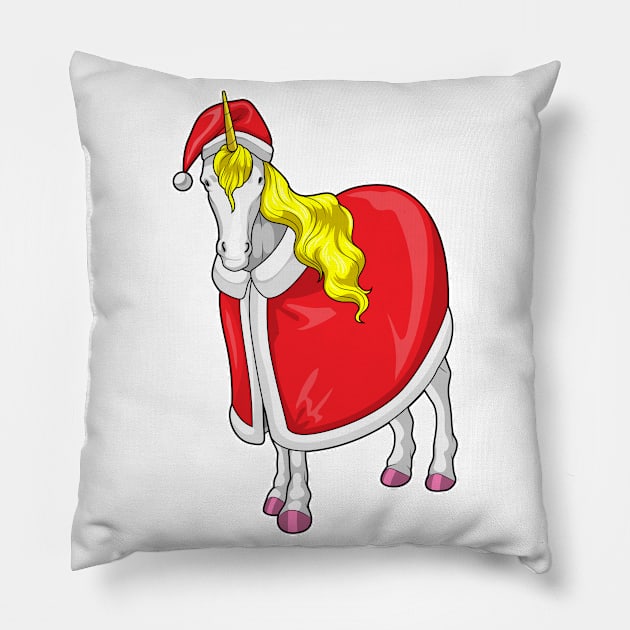 Unicorn Christmas Santa hat Pillow by Markus Schnabel