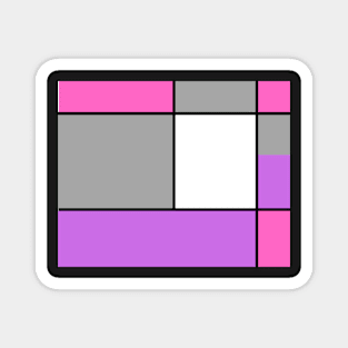 Squares and Rectangles, Pink, Grey, Purple, and White Magnet