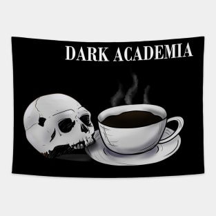 Dark academia coffee and skull Tapestry