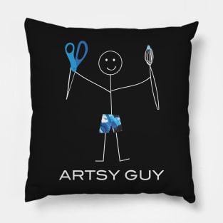 Funny Mens Artsy Guy Illustration Pillow