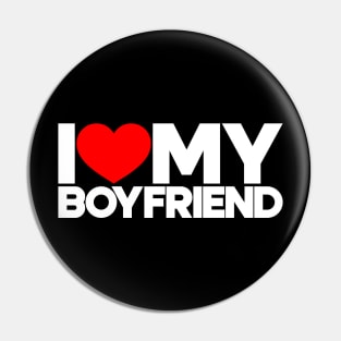 I Love My Boyfriend Red Hearts Love Couple (White) Pin