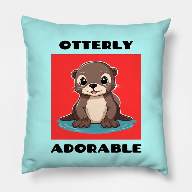 Otterly Adorable | Otter Pun Pillow by Allthingspunny