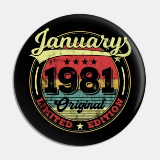 40th Birthday Vintage January 1981 400 Years Gift Pin